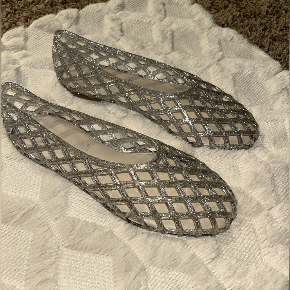 Silver Mesh Ballet Flats - Picture 2 of 2
